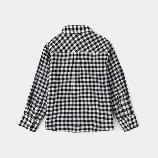 Infant Boys Yarn Dyed Shirt (Super Duper) - Black Check