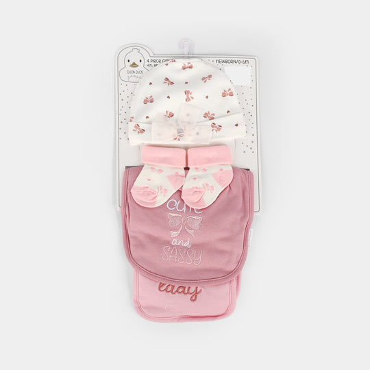 Baby Socks & Cap Bib Set | 4PCs