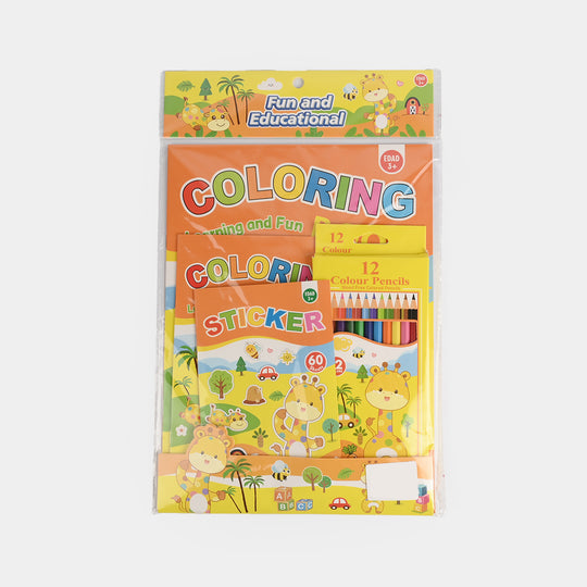 Cute Learning & Fun Coloring & Sticker Activity Set