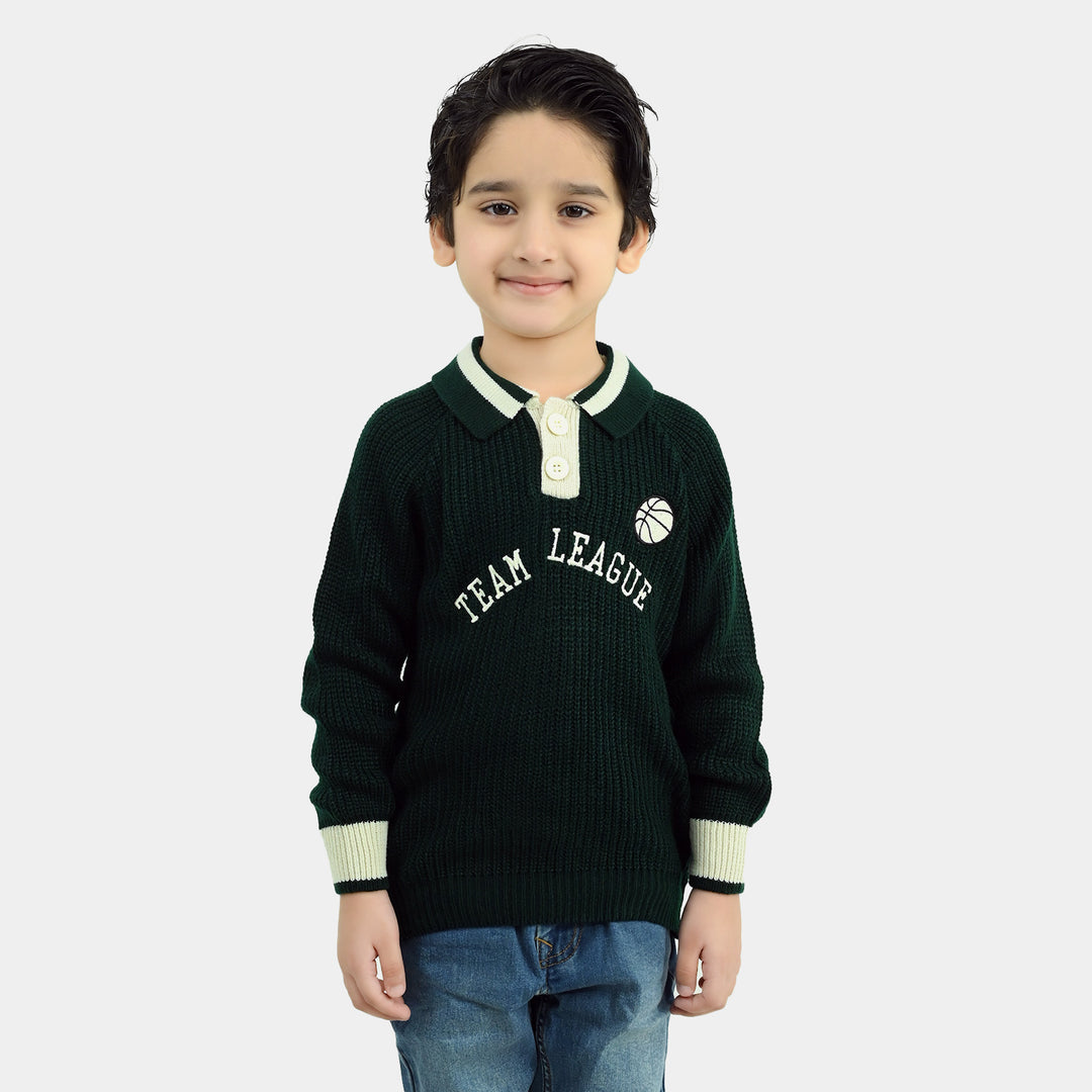 Boys Acrylic Sweater-Team League-GREEN