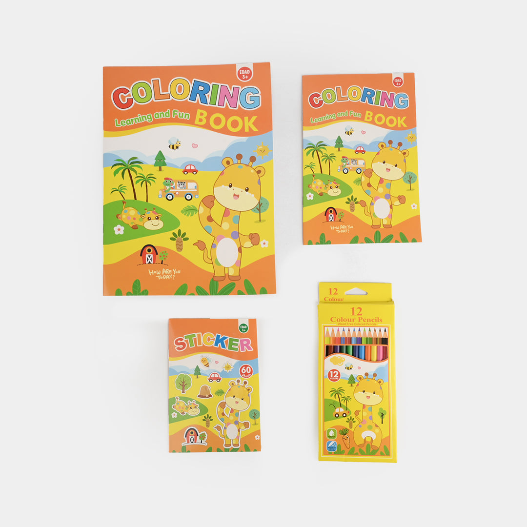 Cute Learning & Fun Coloring & Sticker Activity Set
