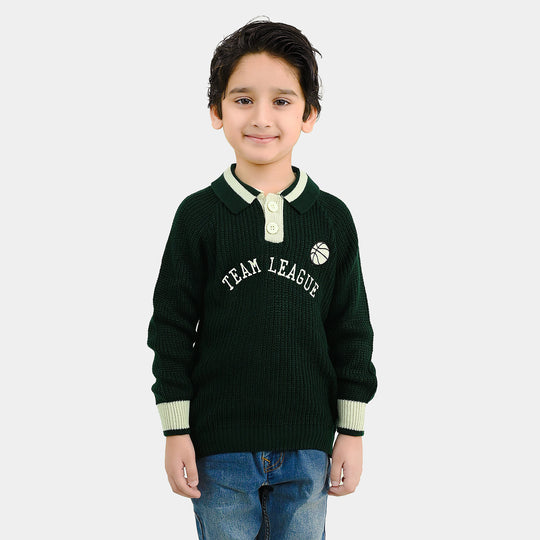 Boys Acrylic Sweater Team League-GREEN