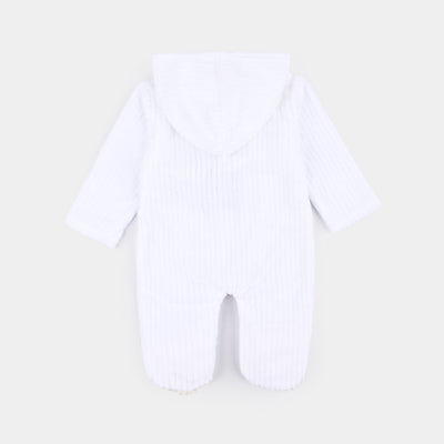 Infant Unisex Mix Fabric Romper-White