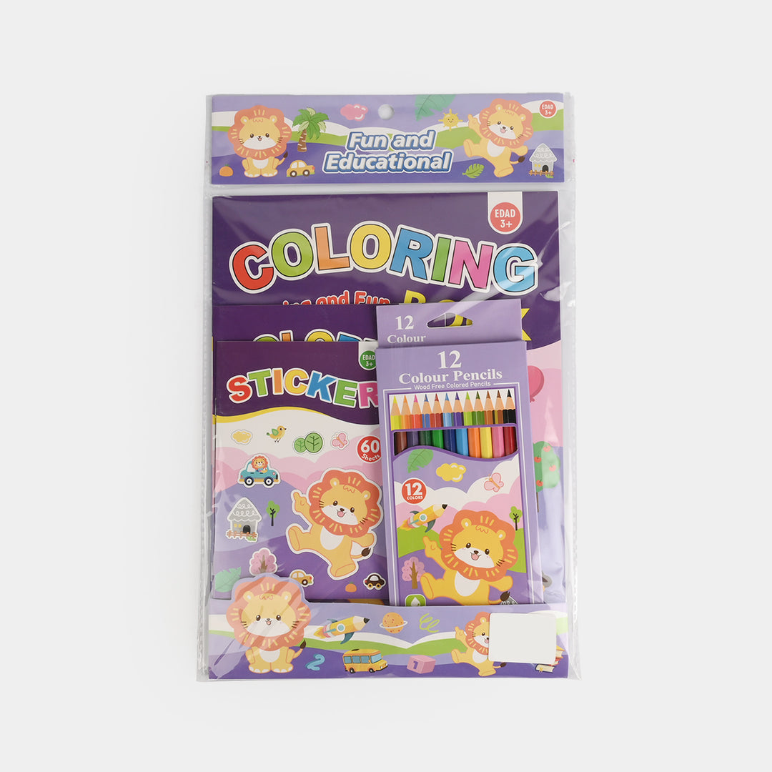 Cute Learning & Fun Coloring & Sticker Activity Set