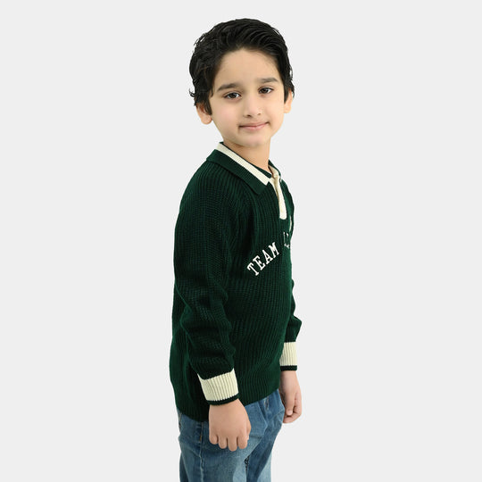 Boys Acrylic Sweater-Team League-GREEN