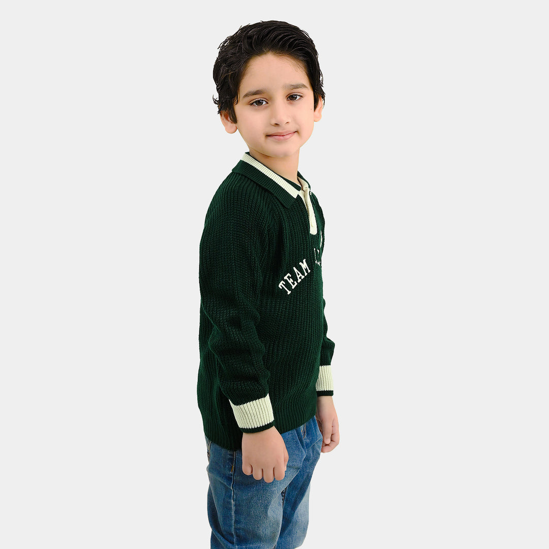 Boys Acrylic Sweater Team League-GREEN