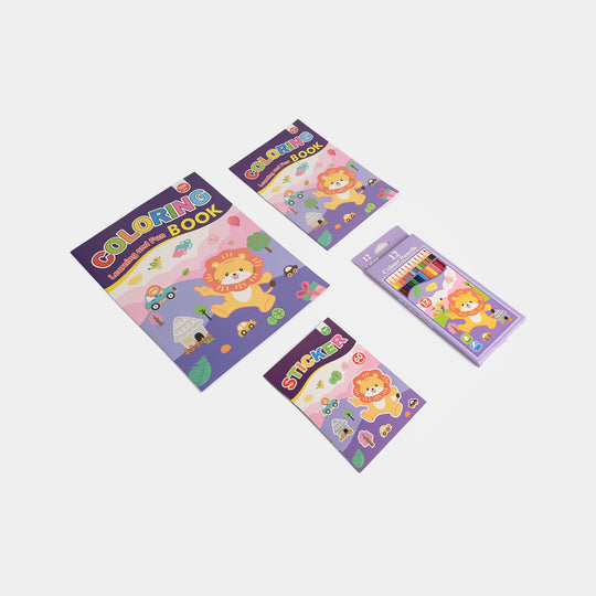 Cute Learning & Fun Coloring & Sticker Activity Set