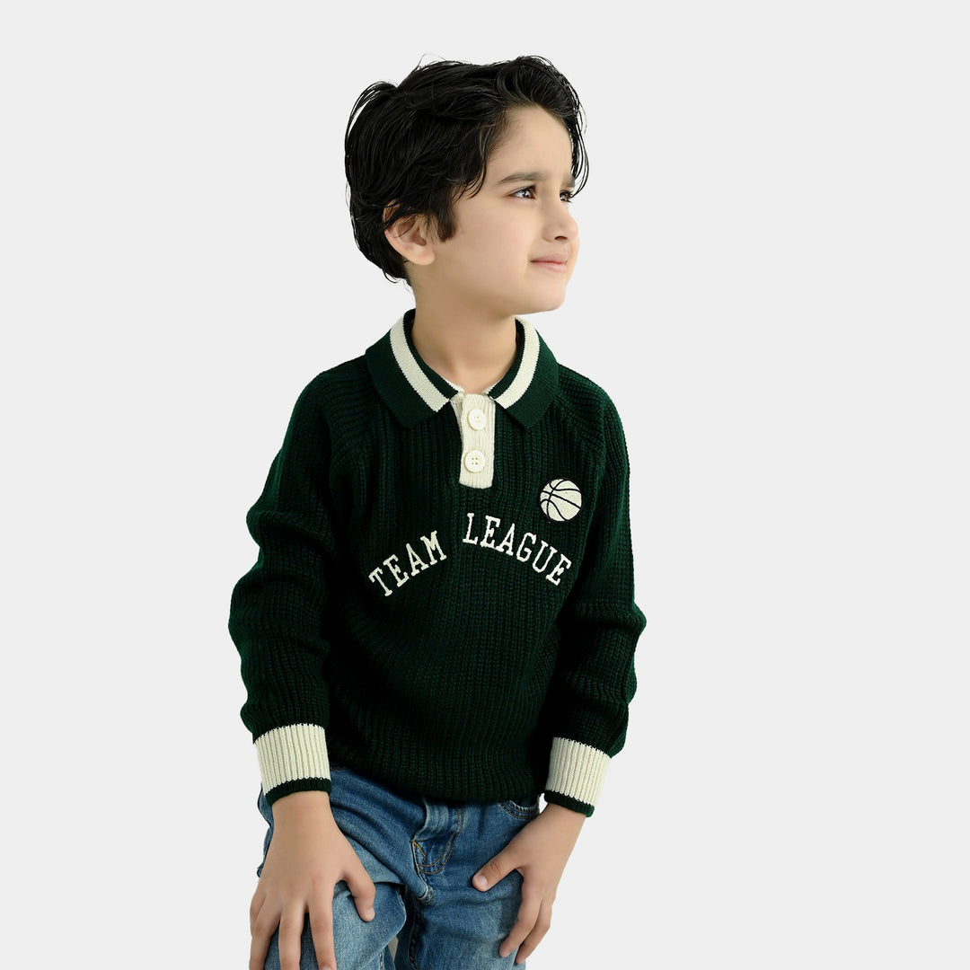 Boys Acrylic Sweater-Team League-GREEN