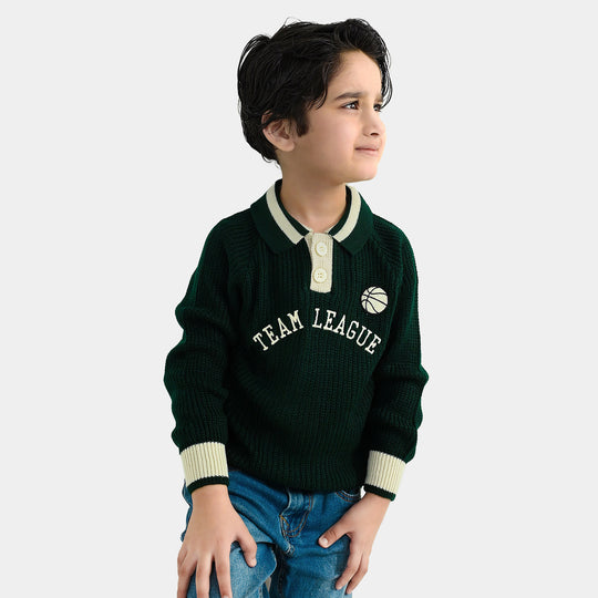 Boys Acrylic Sweater Team League-GREEN