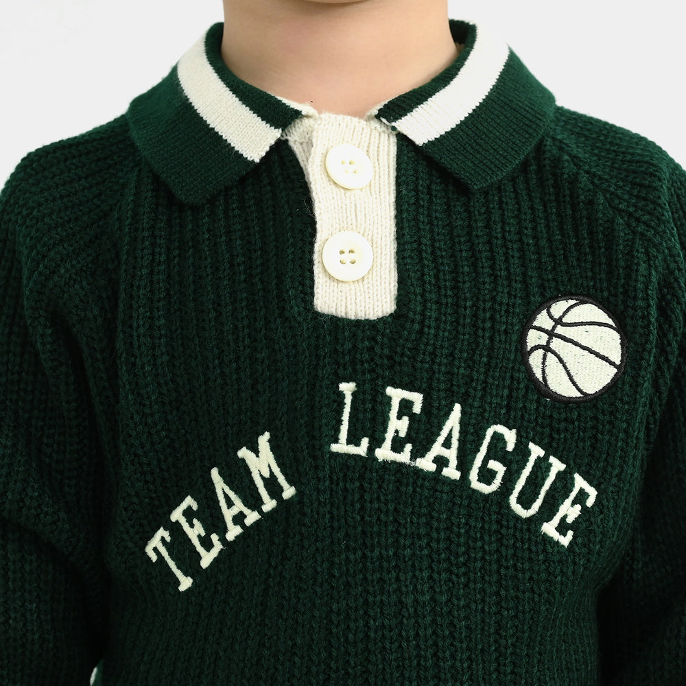 Boys Acrylic Sweater-Team League-GREEN