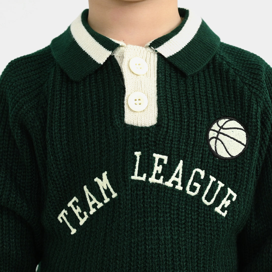 Boys Acrylic Sweater-Team League-GREEN