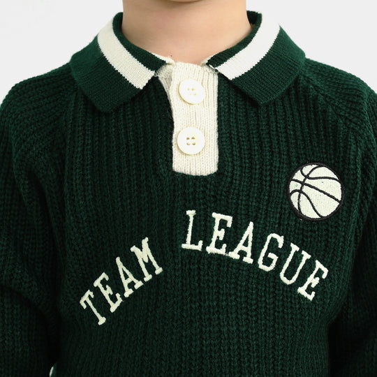 Boys Acrylic Sweater-Team League-GREEN
