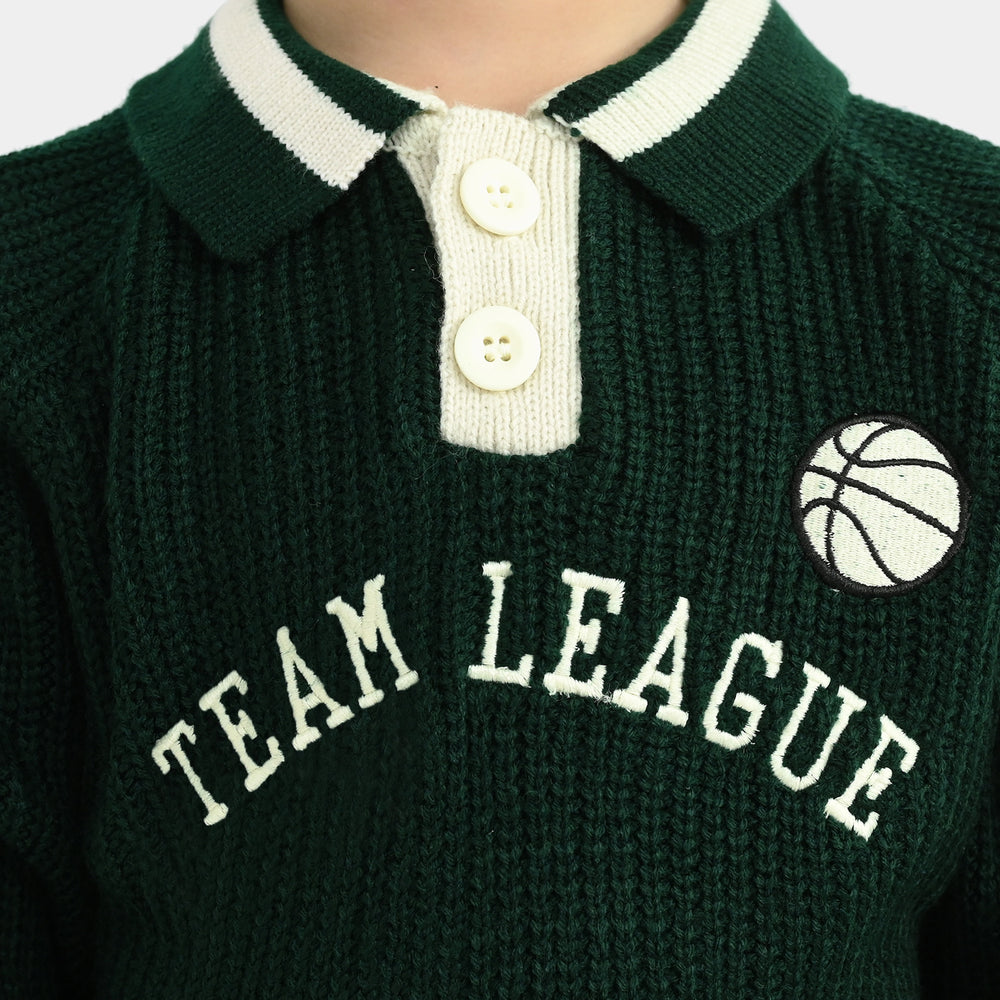 Boys Acrylic Sweater Team League-GREEN