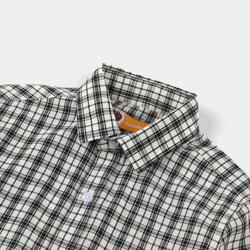 Boys Yarn Dyed Shirt (Basic Check) - White/Black