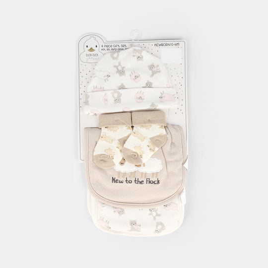 Baby Socks & Cap Bib Set | 4PCs