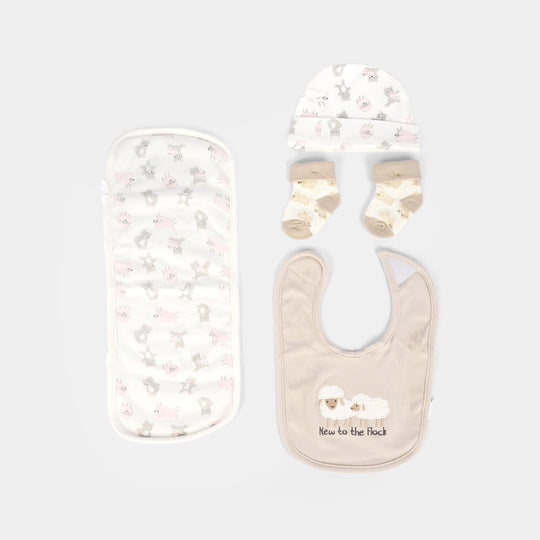 Baby Socks & Cap Bib Set | 4PCs