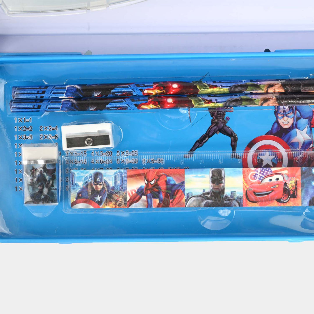 Cartoon-Themed Metal Pencil Box with Stationery Set