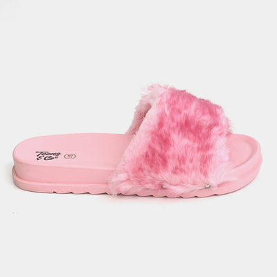 Teen Girls Fur Slipper CL-21-Pink