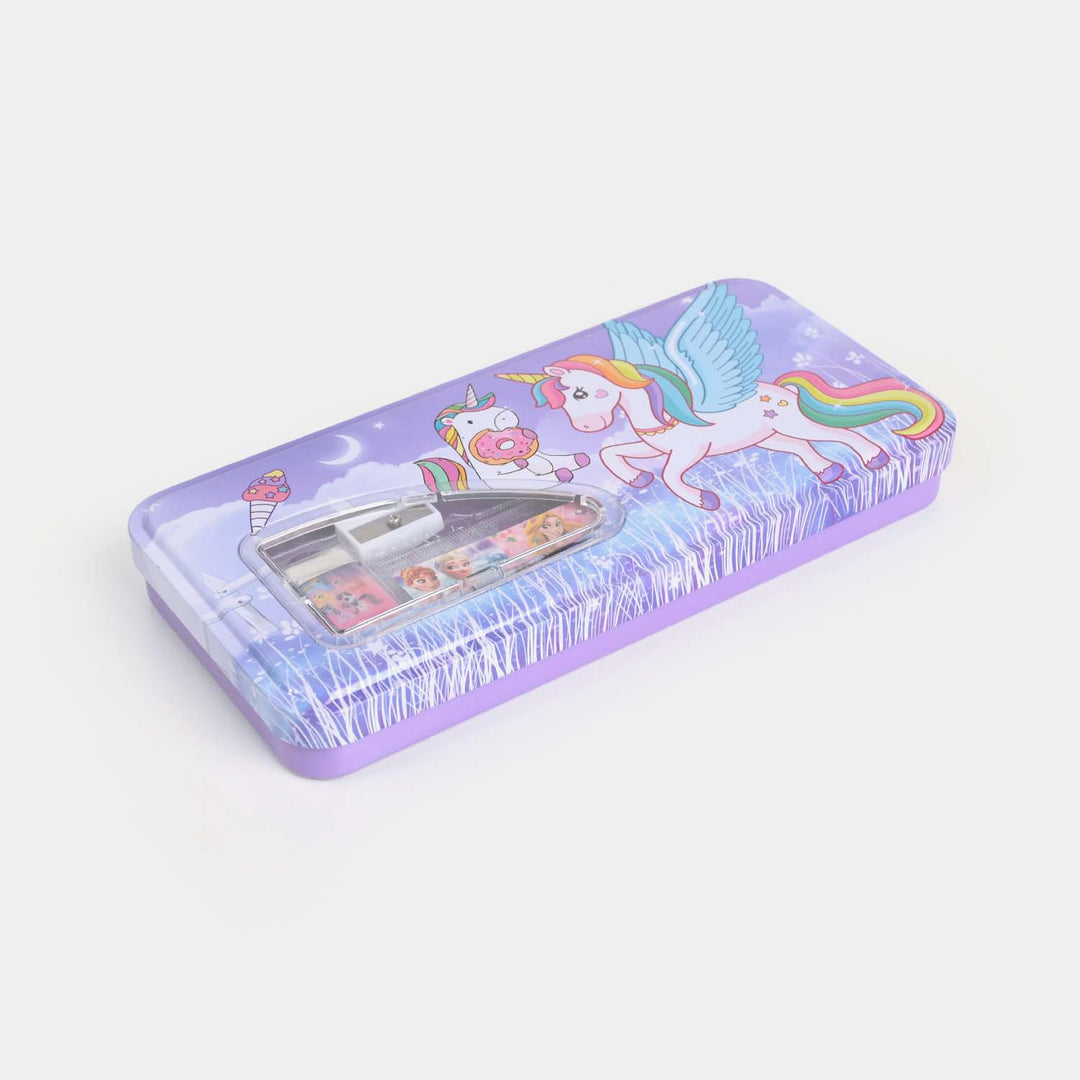 Cartoon-Themed Metal Pencil Box with Stationery Set