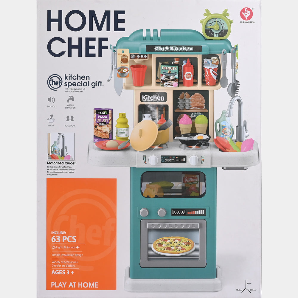 Water Outlet Kitchen Set With Light For Kids
