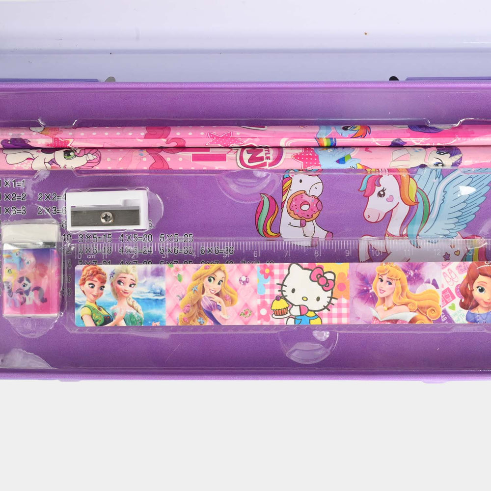 Cartoon-Themed Metal Pencil Box with Stationery Set