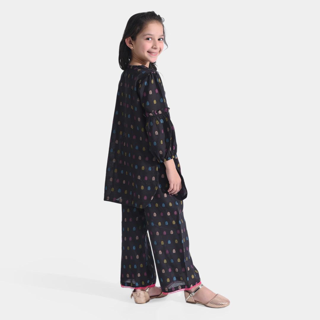 Girls Jacquard 2 PC Suit POP-BLACK