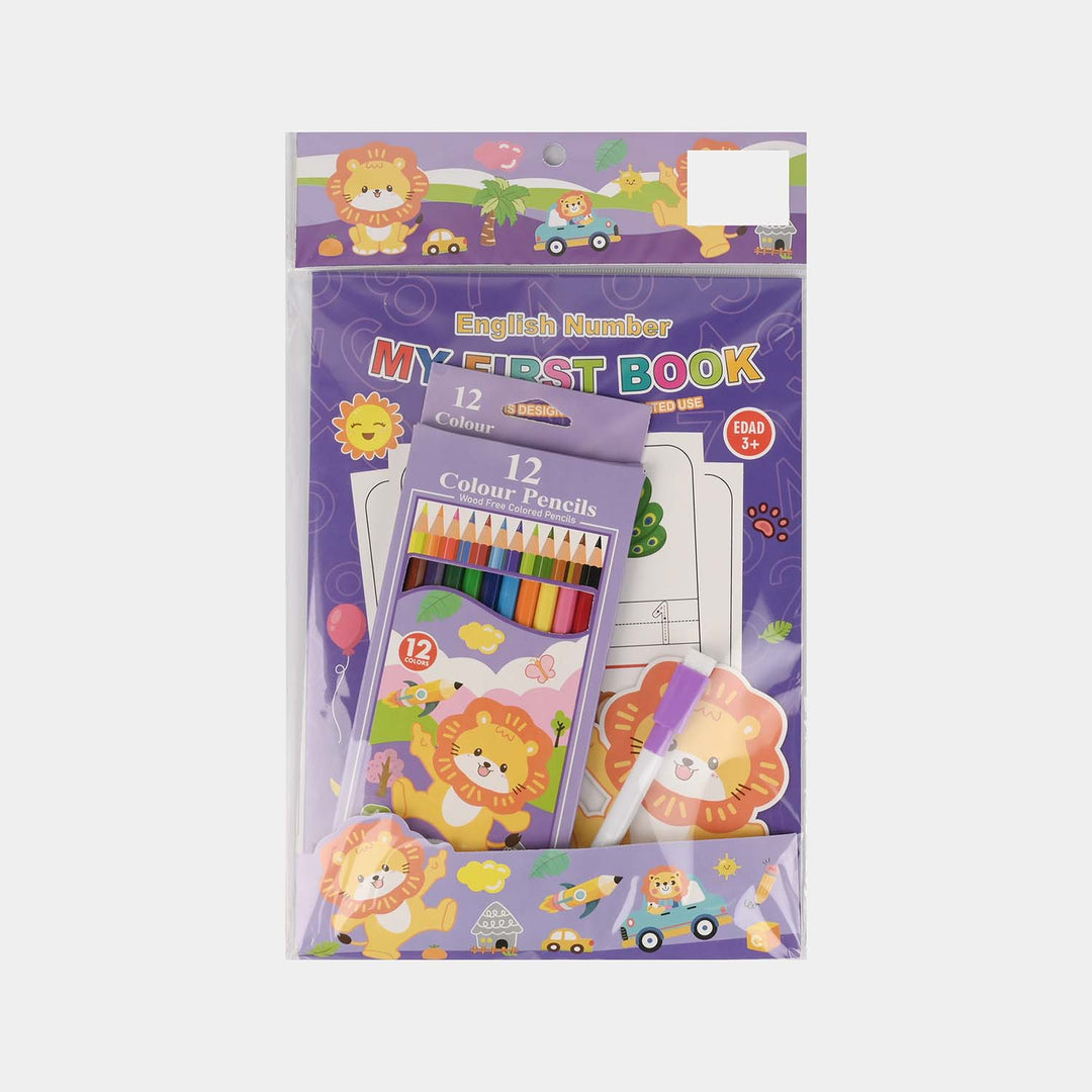 Reusable Wipe-Clean Tracing Workbook & Colored Pencils Set