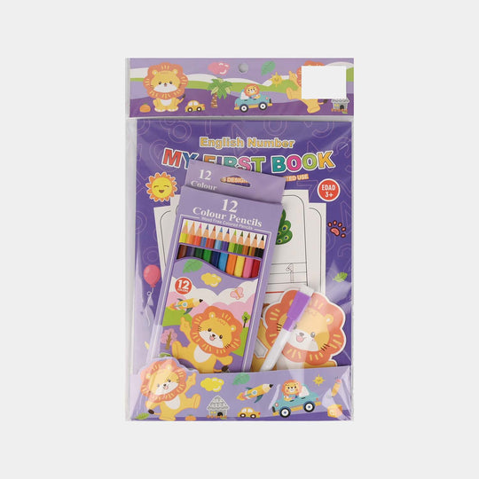 Reusable Wipe-Clean Tracing Workbook & Colored Pencils Set