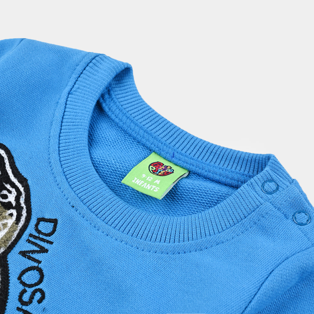 Infant Boys Cotton Terry Sweatshirt Dinosaur-Blue