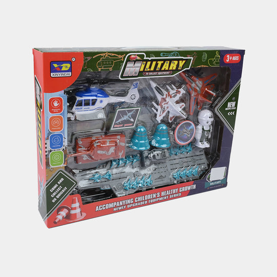 Kids Military Defence Playset - Aircraft Carrier & Combat Vehicles