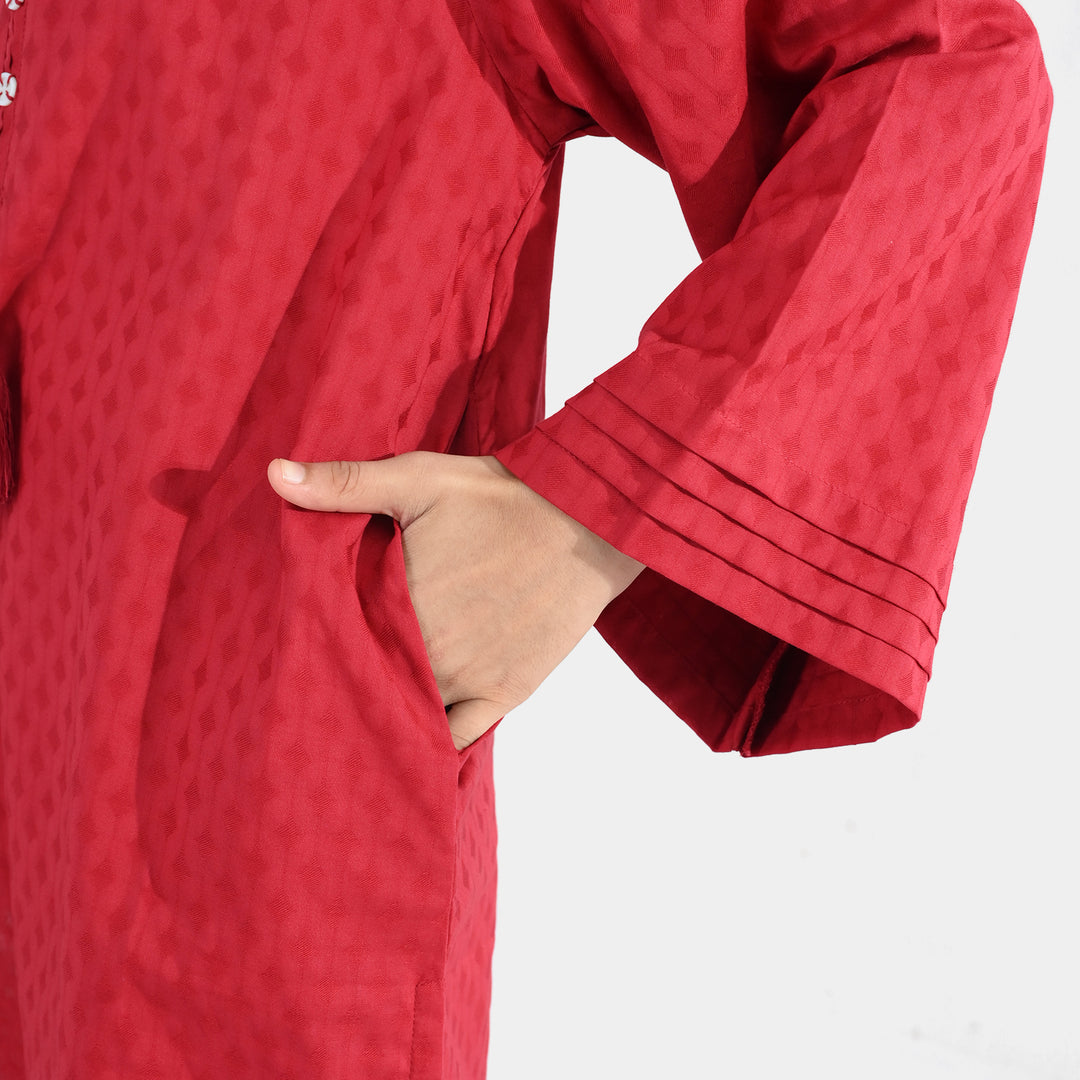 Girls Jacquard 2-Piece Suit (Rose) - Maroon