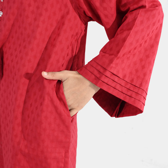 Girls Jacquard 2-Piece Suit (Rose) - Maroon