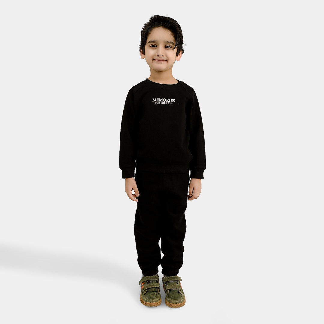 Boys Cotton Interlock 2 Pcs Suit Memories-GREY