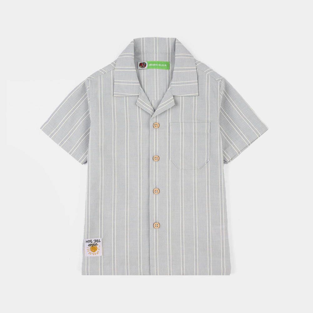 Infant Boys Yarn Dyed Woven Suit - Light Grey