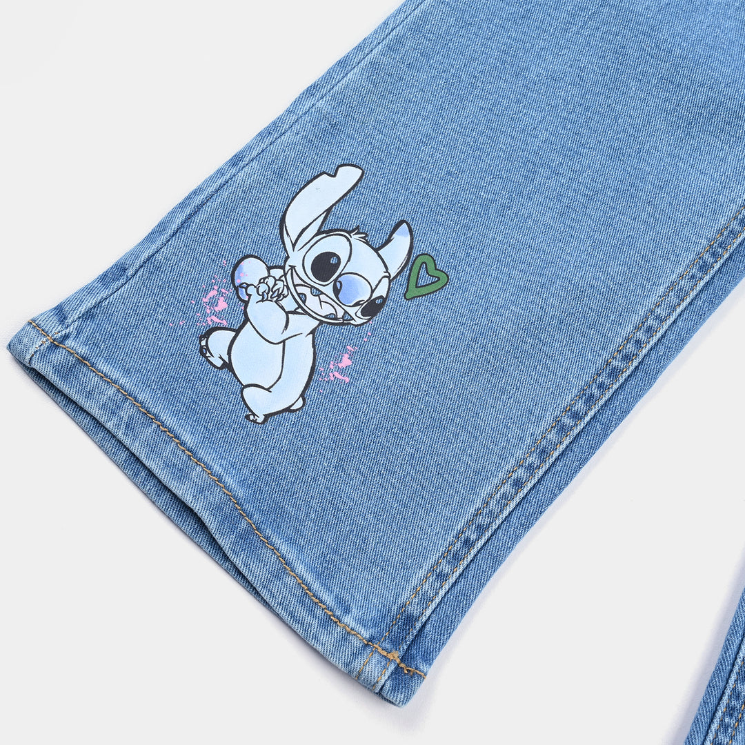 Girls Denim Pant Stitch-LT.Blue