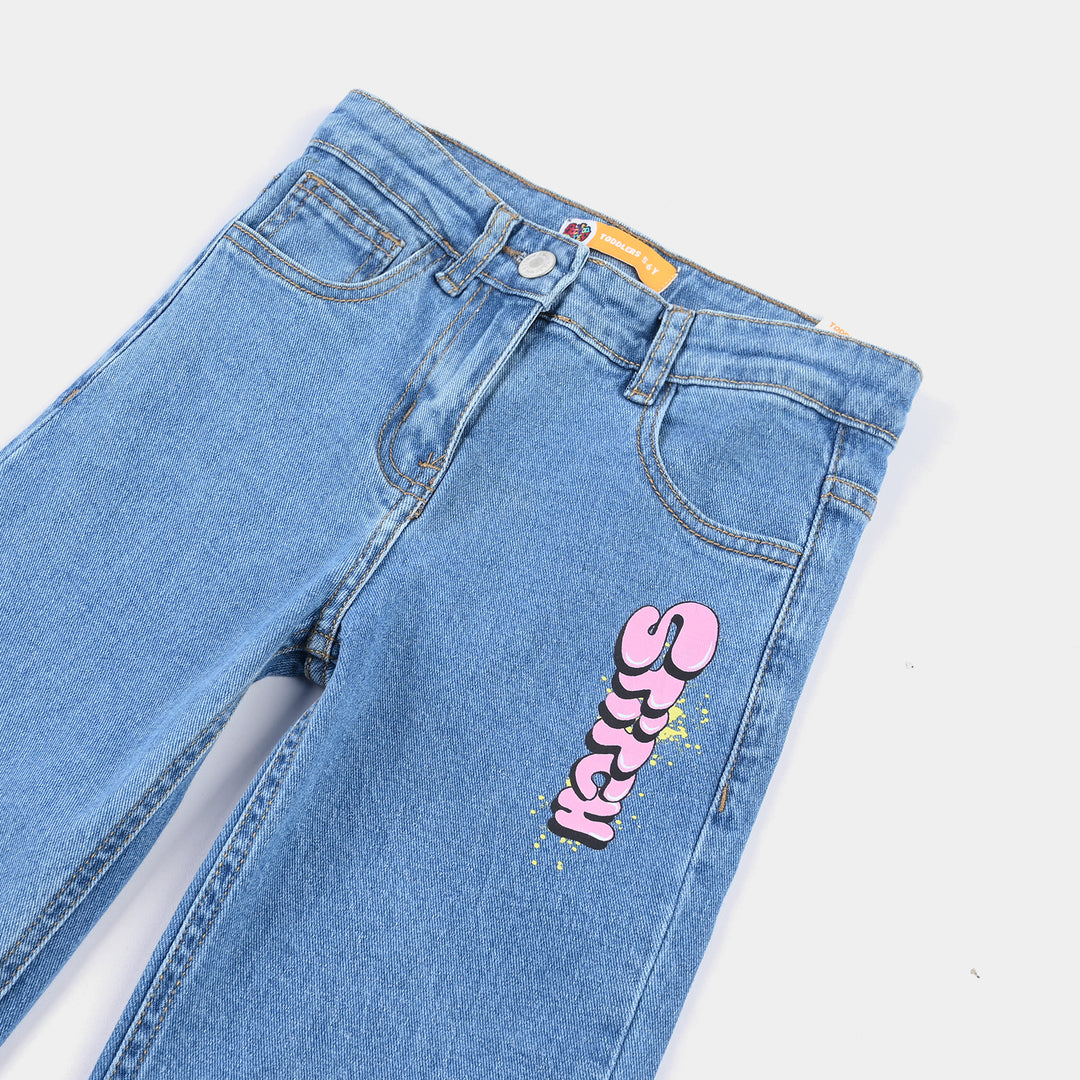 Girls Denim Pant Stitch-LT.Blue