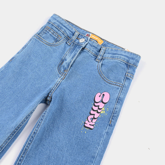 Girls Denim Pant Stitch-LT.Blue