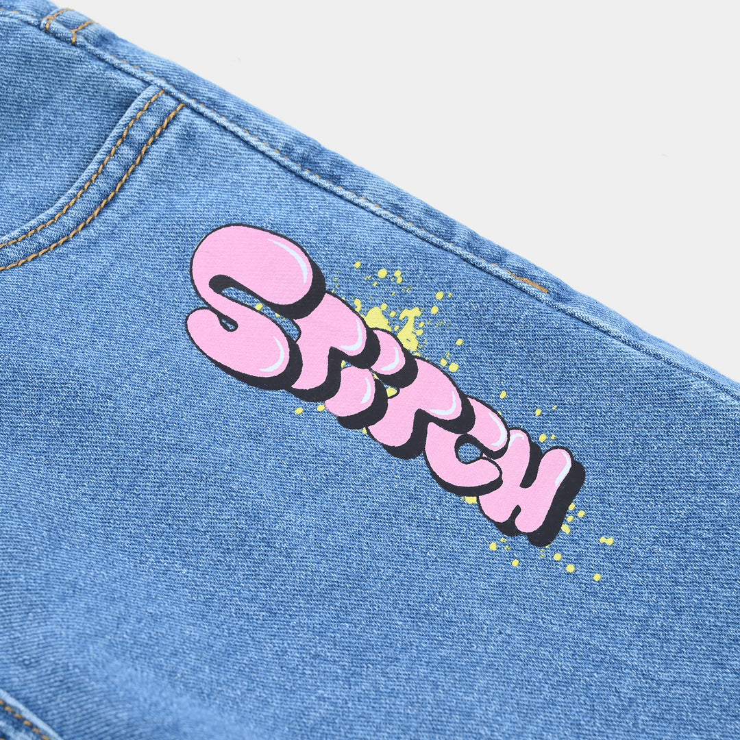 Girls Denim Pant Stitch-LT.Blue