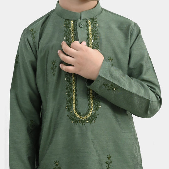 Boys Poly Cotton 2Piece Suit (Dhanak)-GREEN
