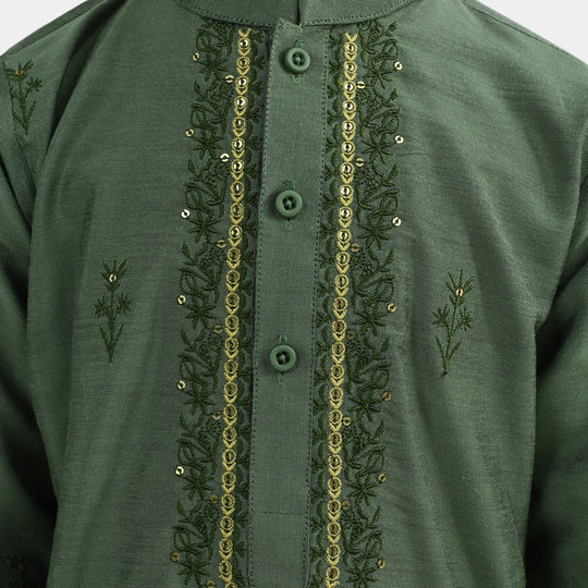 Boys Poly Cotton 2Piece Suit (Dhanak)-GREEN