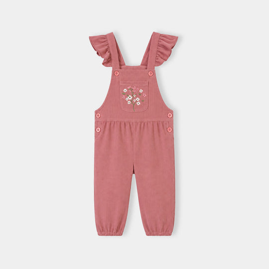 Infant Girls Corduroy Dungaree-Coral Pink