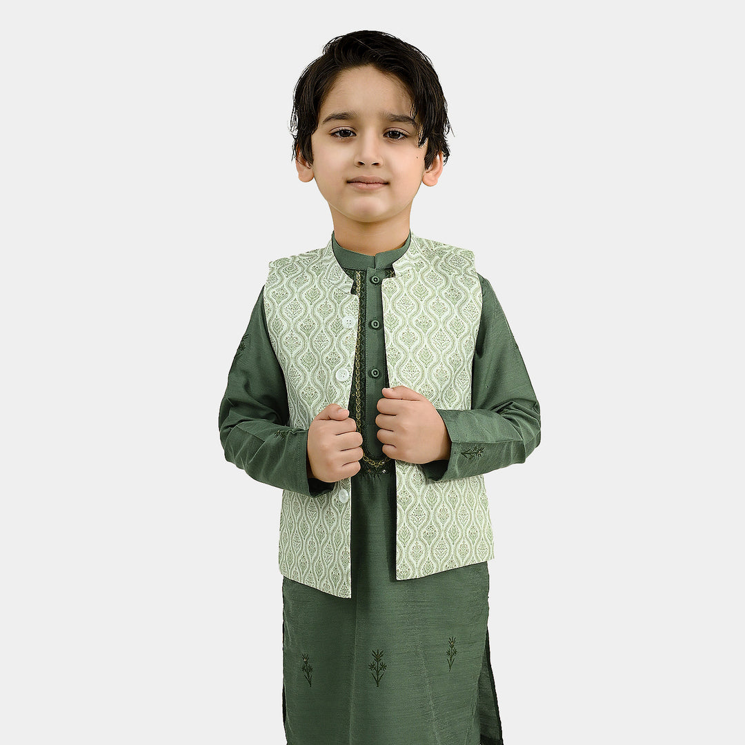 Boys Poly Viscose Waistcoat (Rangreez Off White)