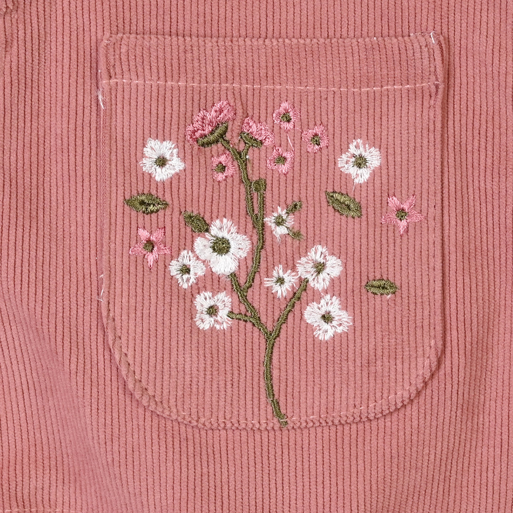 Infant Girls Corduroy Dungaree-Coral Pink