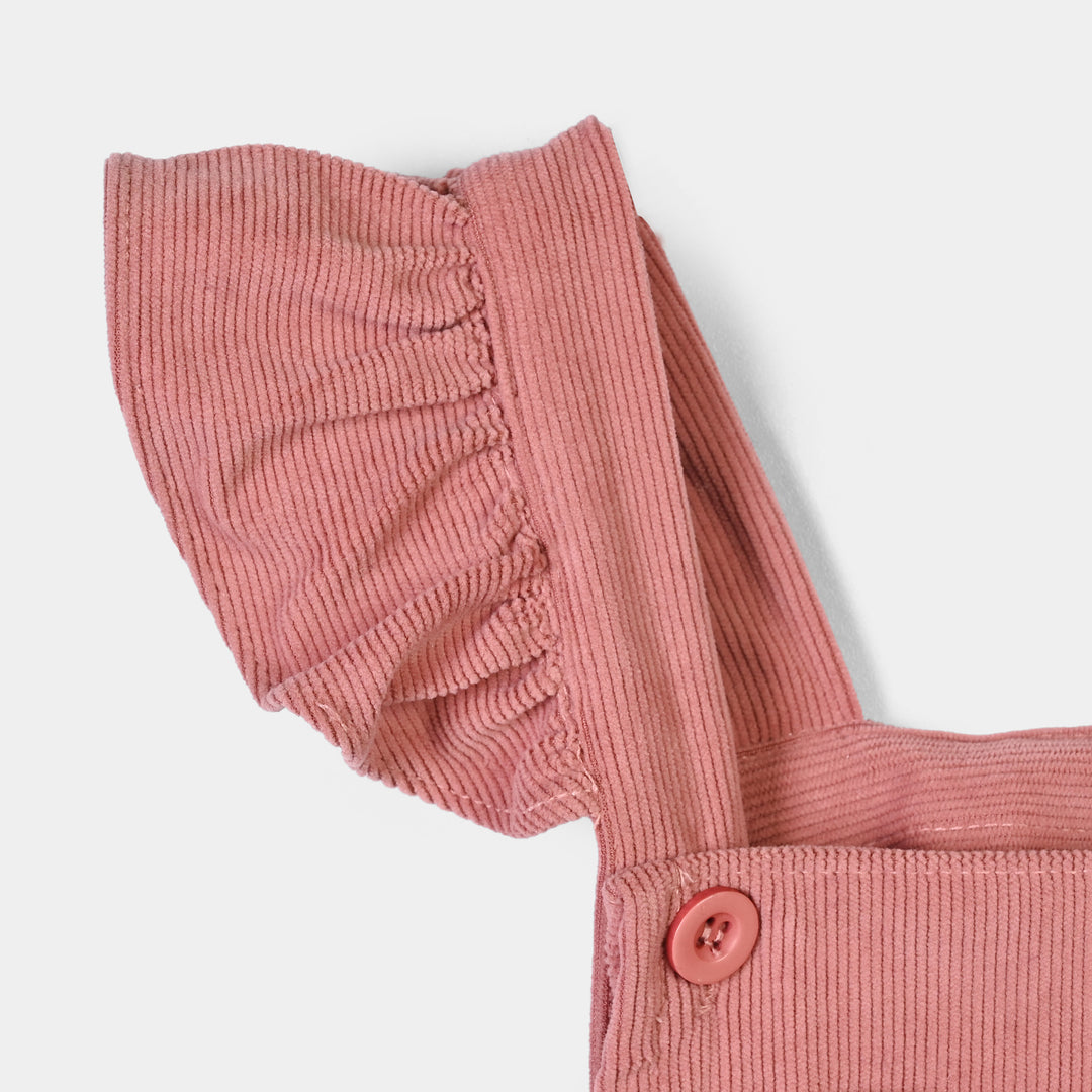 Infant Girls Corduroy Dungaree-Coral Pink