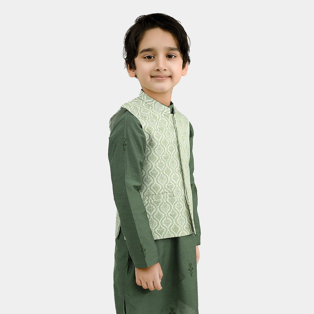 Boys Poly Viscose Waistcoat (Rangreez Off White)