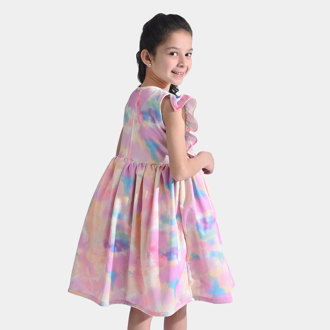 Girls Shimmer Fancy Frock Rainbow-Multi