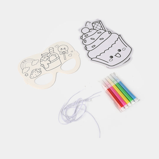 DIY Paper Mask & Character Cutout Coloring Set