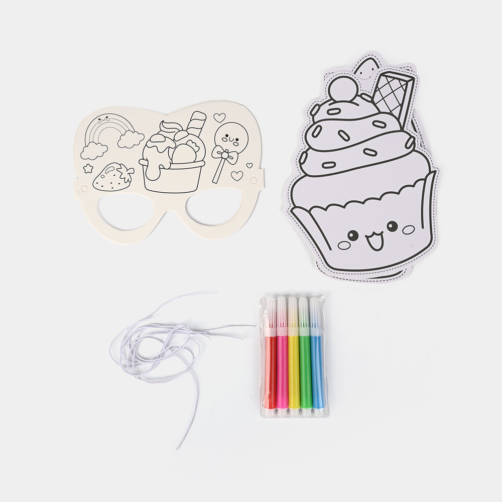 DIY Paper Mask & Character Cutout Coloring Set