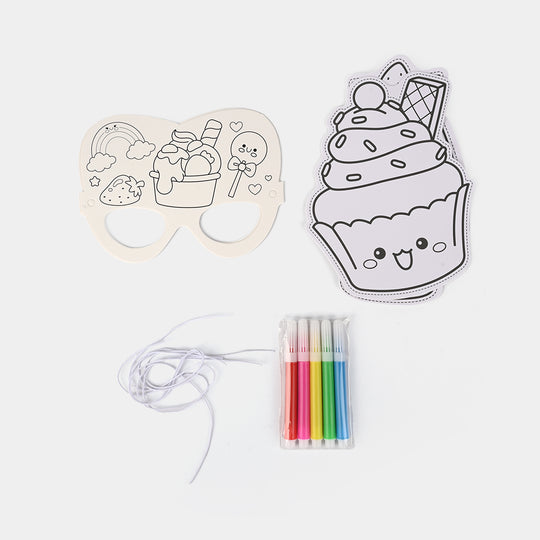 DIY Paper Mask & Character Cutout Coloring Set