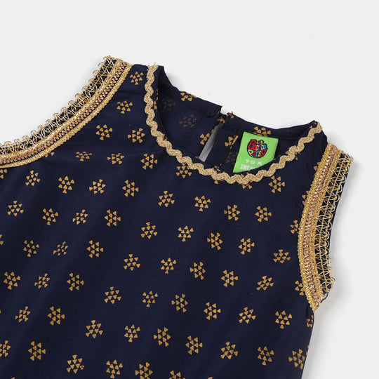 Infant Girls Poly Cambric 2-Pcs Suit (Inaya) - Navy Blue